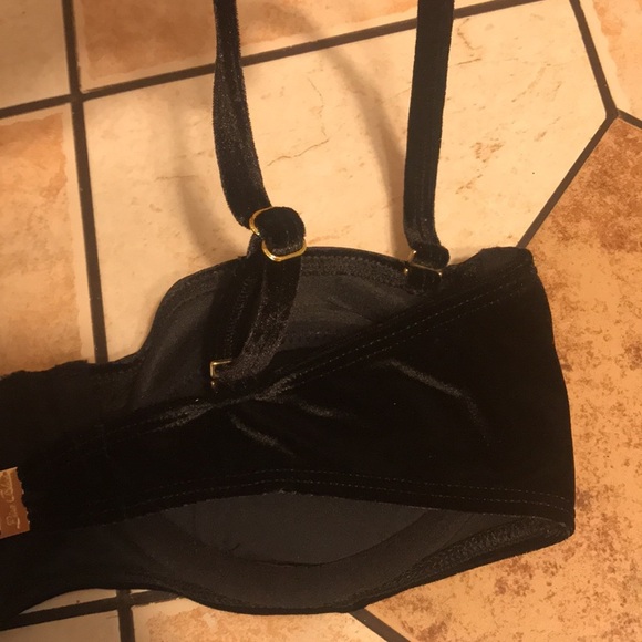 Lisa blue black velvet adjustable straps bikini top size small - Picture 7 of 9